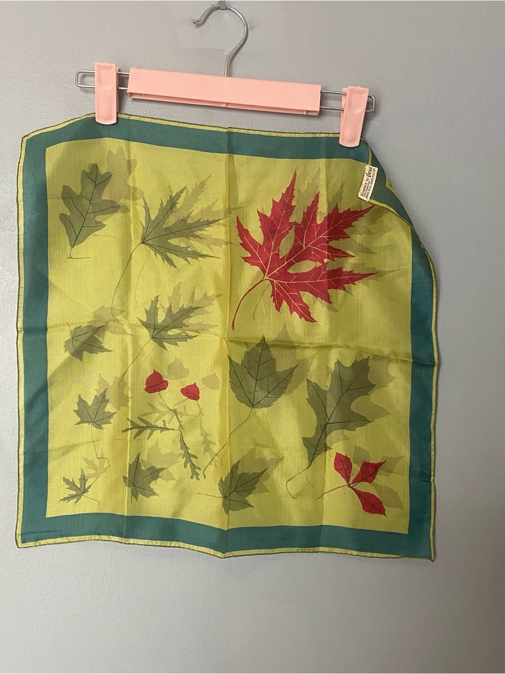 Vintage Vera Neumann Silk Scarf Autumn Leaves Acorn MCM square
